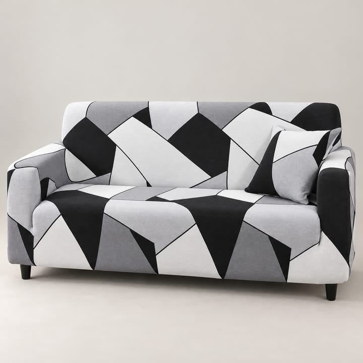 The Printed Jacquard Stretch Couch Cover, Dark gray leaf outline