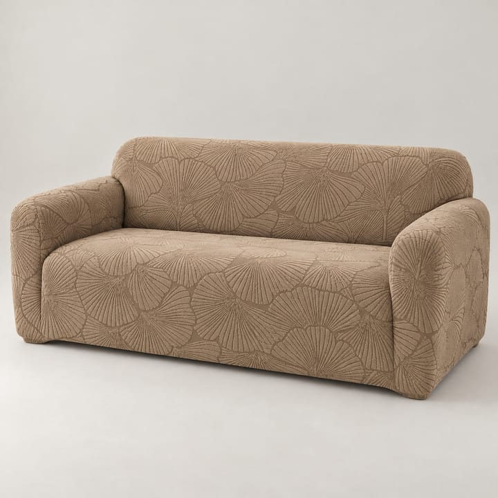 The Leaf Jacquard Stretch Sofa Cover, Camel