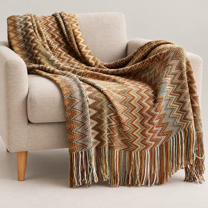 The Bohemian Jacquard Knit Throw Blanket, Yellow