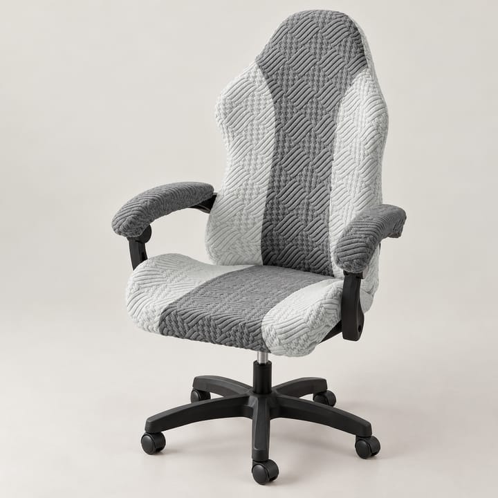 The Spliced Stretch Gaming Chair Cover, Light and dark gray