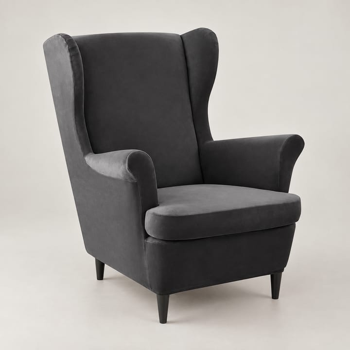 The Wingback Velvet Slipcover Set, Dark gray