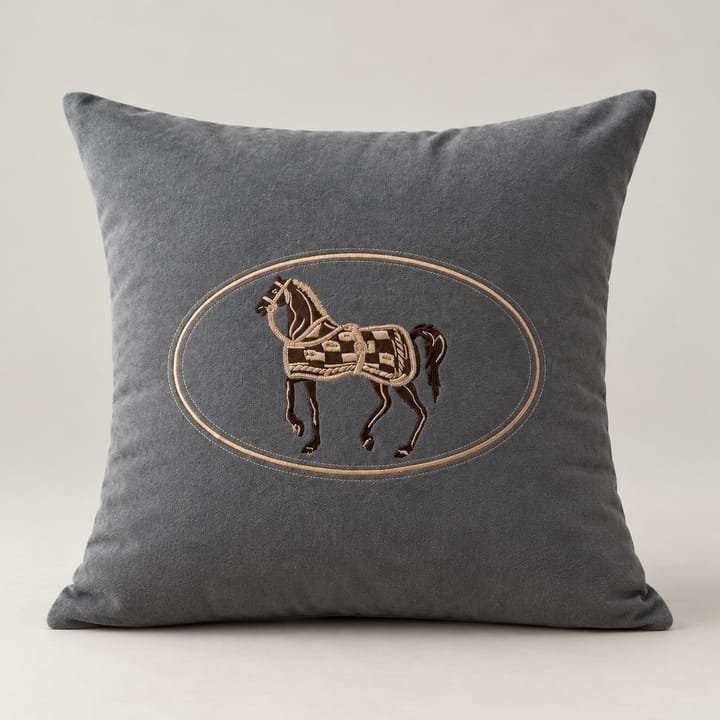 The Embroidered Horse Pillow Cover, Gray