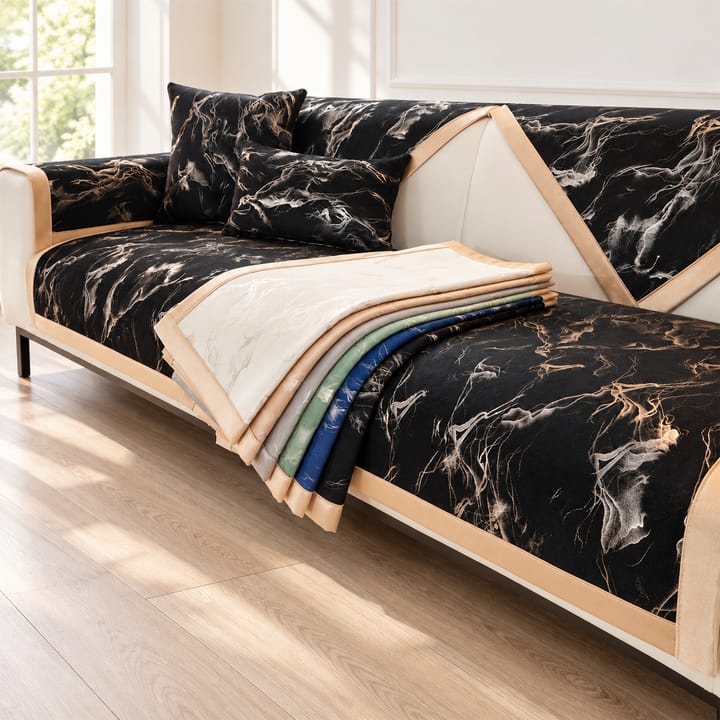 The Marble Print Velvet Sectional Cover