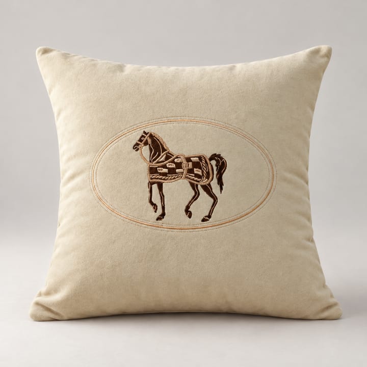 The Embroidered Horse Pillow Cover, Cream