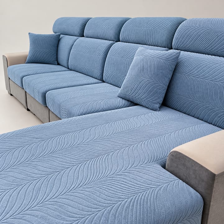 The Deep Leaf Jacquard Cushion Cover, Sky Blue