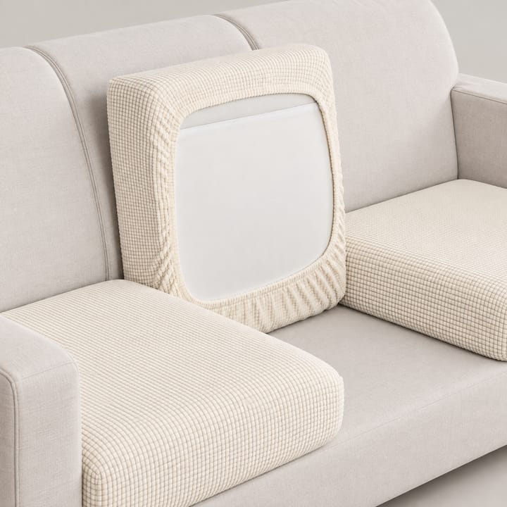 The Grid Plush Velvet Cushion Cover, Cream