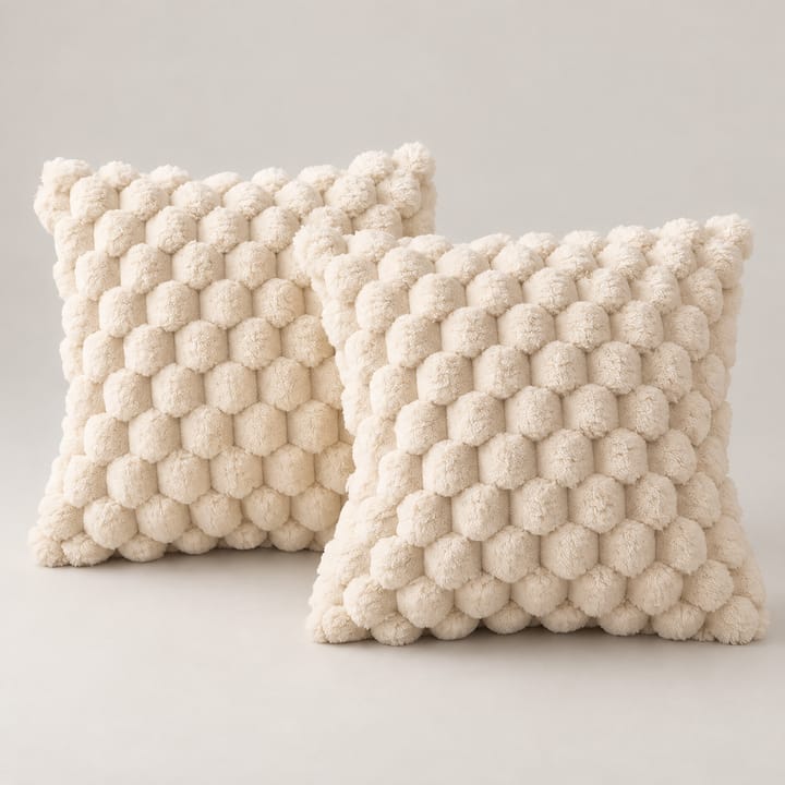 The 3D Bubble Plush Pillow Cover, Beige