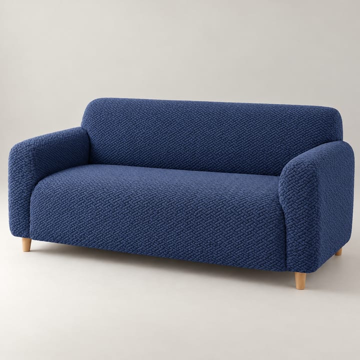 The Basketweave Stretch Sectional Sofa Cover, Navy