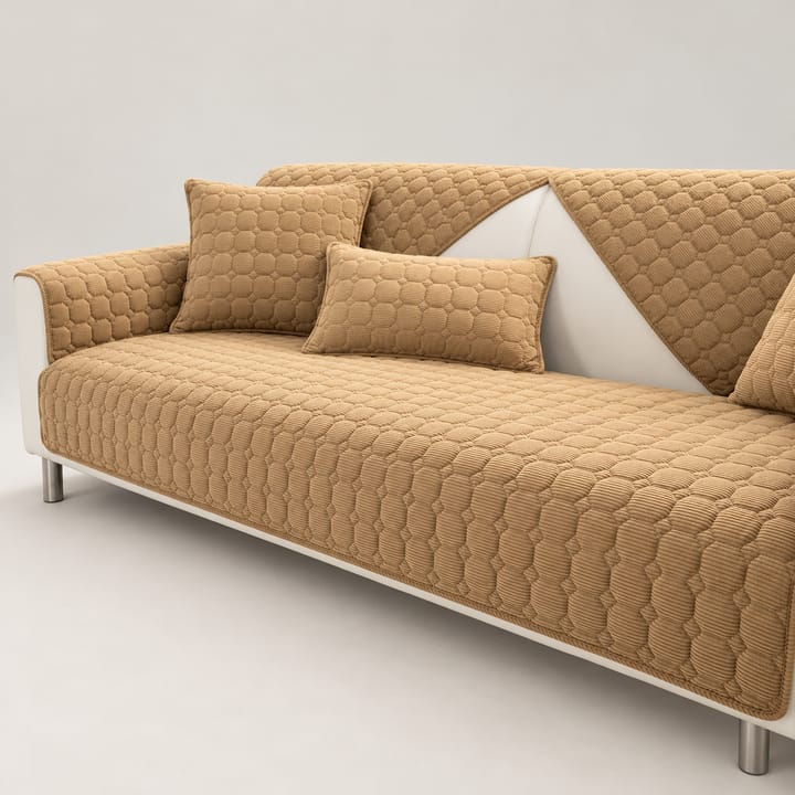 The Quilted Corduroy Plush Sectional Sofa Cover, Coffee