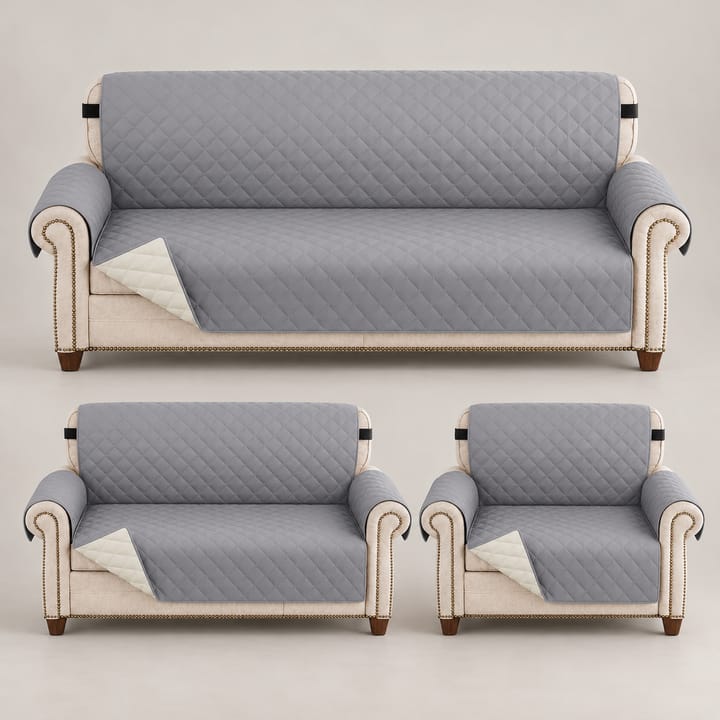 The Quilted Diamond Waterproof Sofa Cover, Light gray