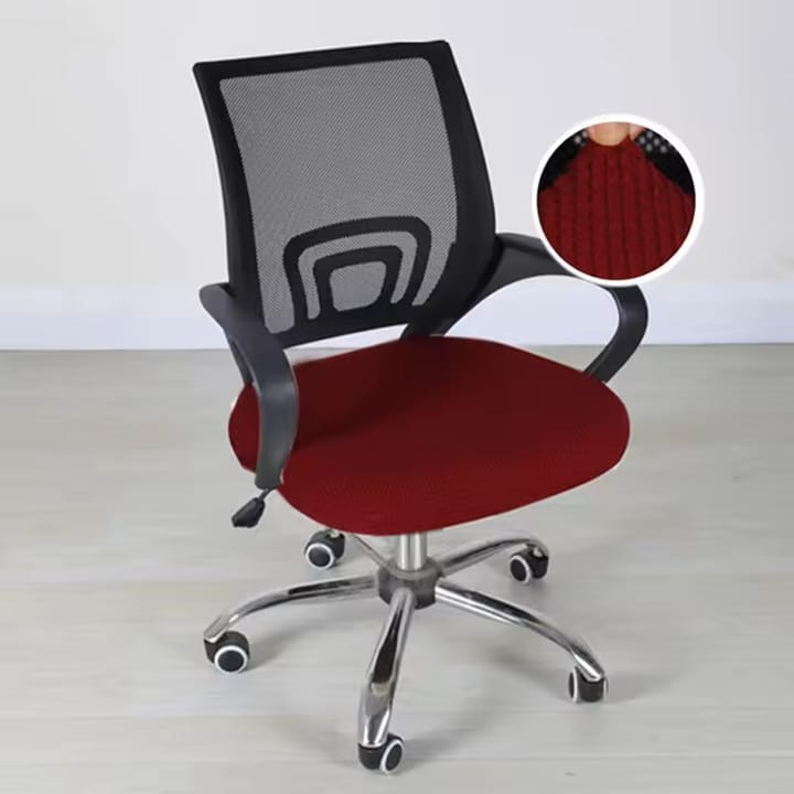 The Stretch Jacquard Office Chair Seat Cover, Wine red