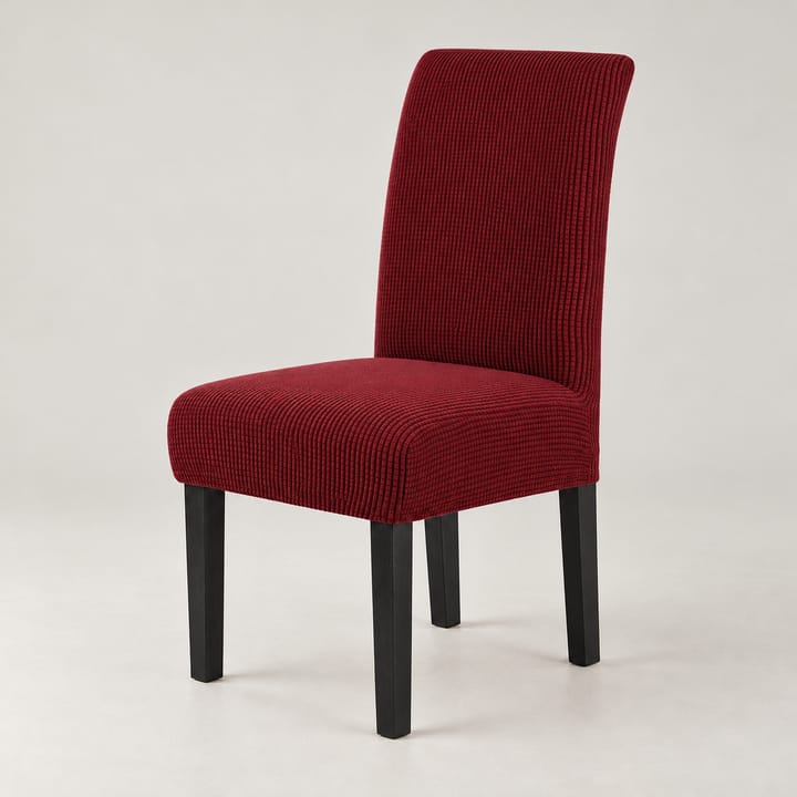 The Checked Jacquard Stretch Dining Chair Cover, Burgundy