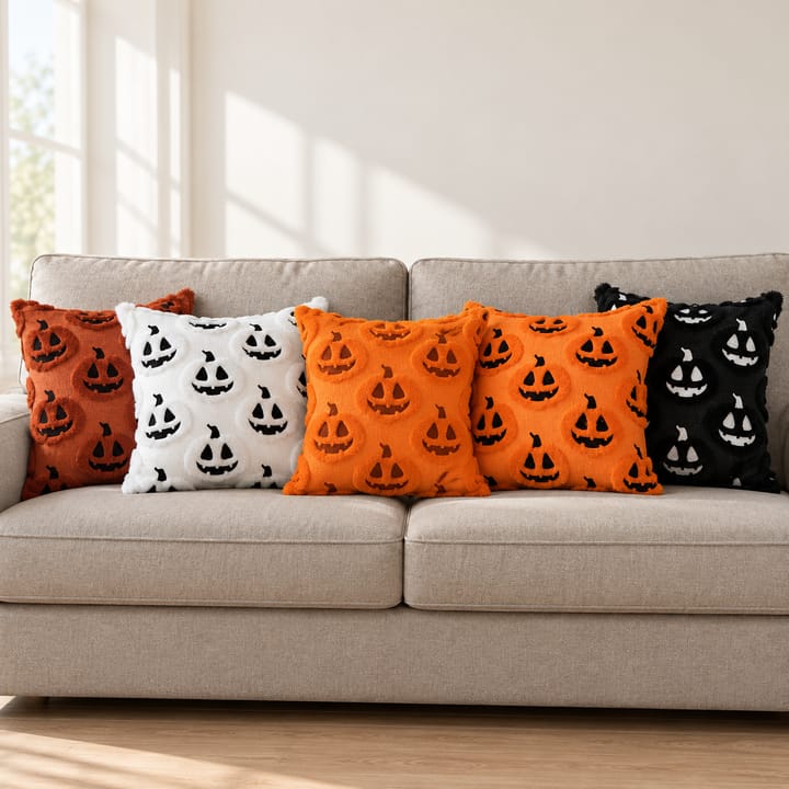 The Embroidered Plush Pumpkin Pillow Cover