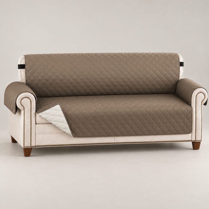 The Quilted Diamond Waterproof Sofa Cover, Taupe