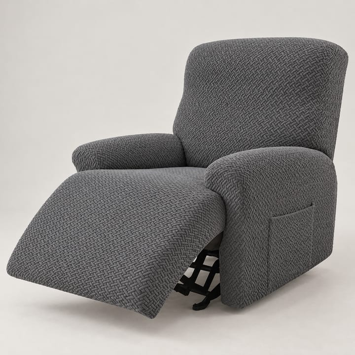 The Leaf Jacquard Recliner Slipcover, Dark gray knit