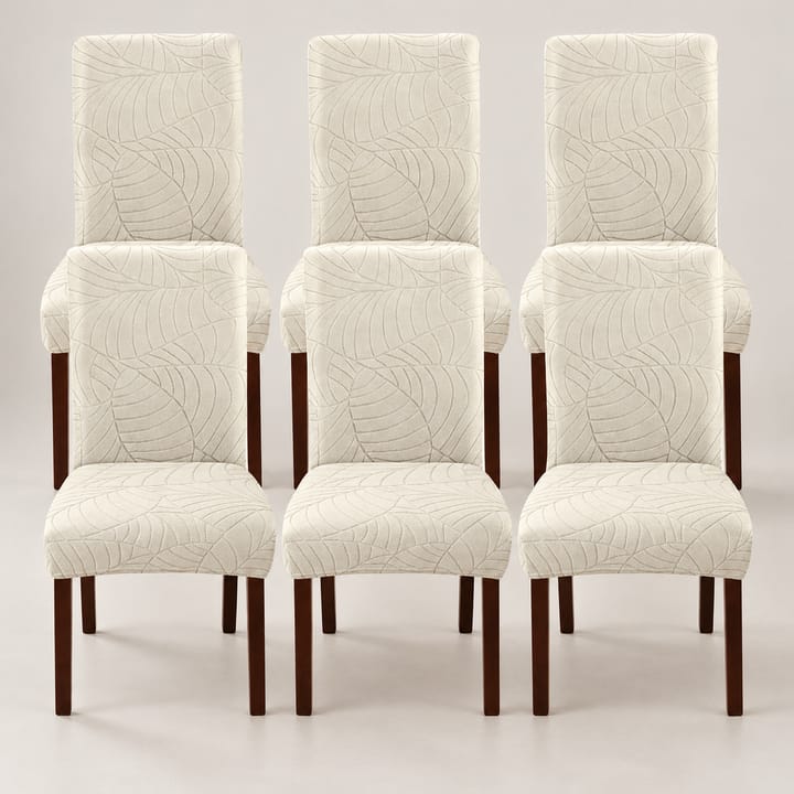 The Leaf Jacquard Dining Chair Cover, Black, 6 covers