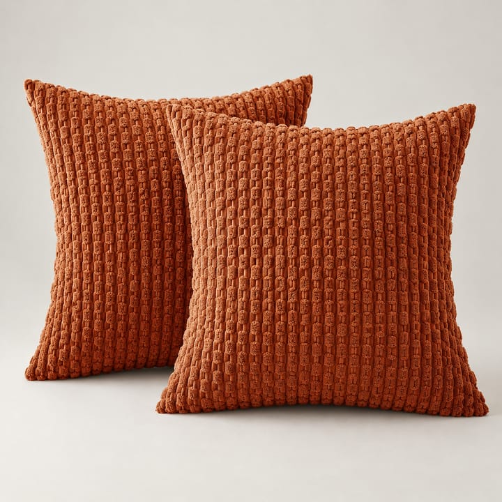 The Ribbed Corduroy Pillow Cover, Rust