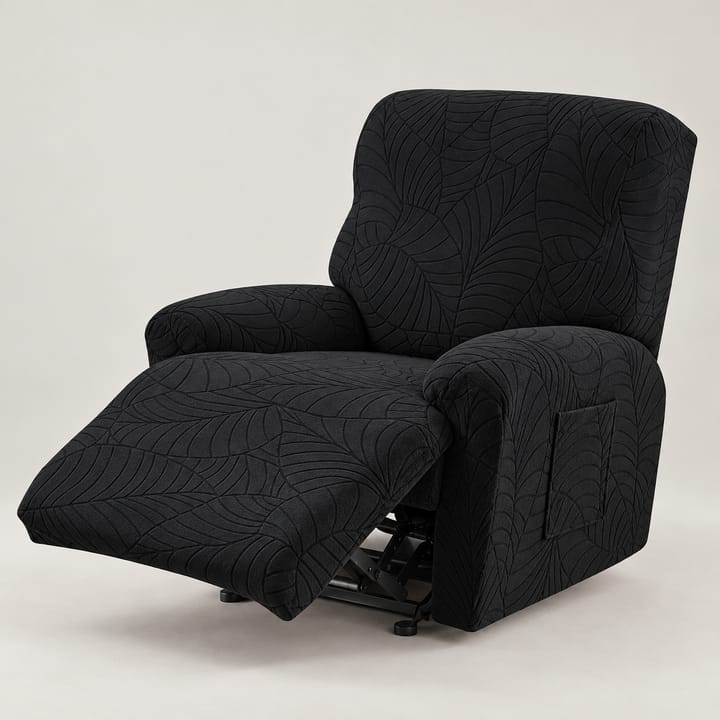 The Leaf Jacquard Recliner Cover, Black