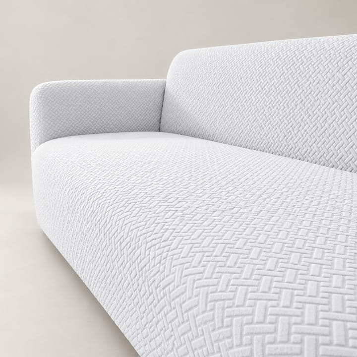 The Basketweave Stretch Sectional Sofa Cover, White