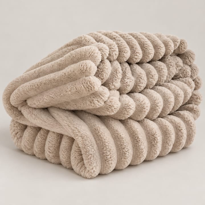 The Ribbed Faux Fur Throw, Oatmeal