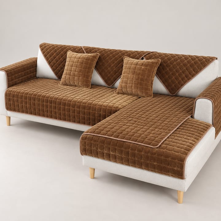The Quilted Plush Velvet Seat Cover, Brown