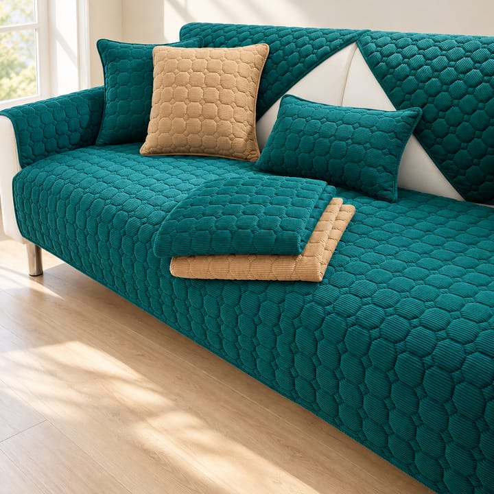 The Quilted Corduroy Plush Sectional Sofa Cover