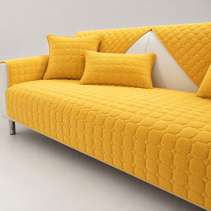 The Quilted Corduroy Plush Sectional Sofa Cover, Yellow