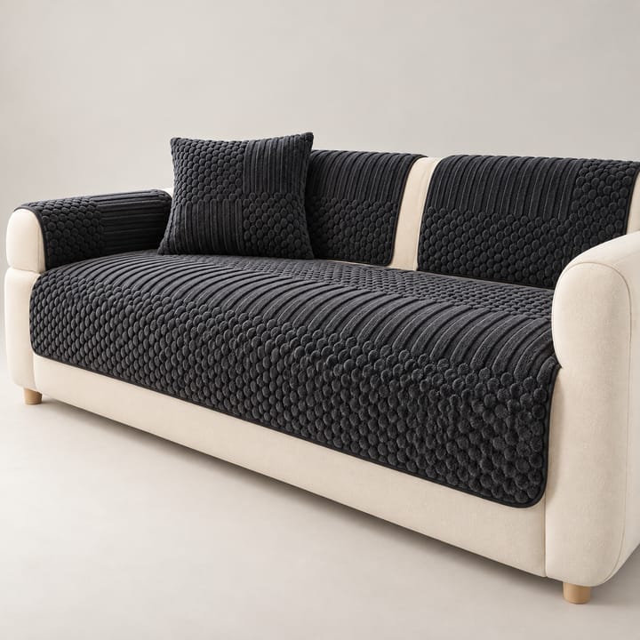The Quilted Tufted Fleece Sofa Seat Cover, Navy