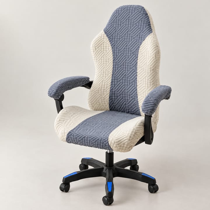 The Spliced Stretch Gaming Chair Cover, Gray and cream
