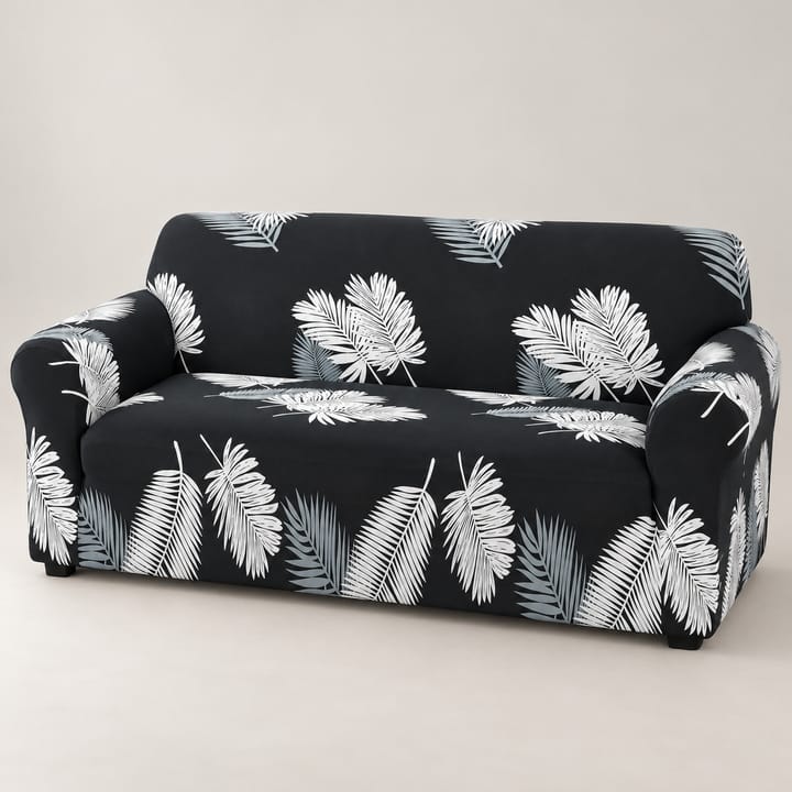 The Printed Jacquard Stretch Couch Cover, Black white palm