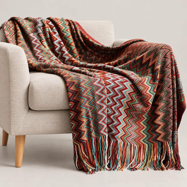The Bohemian Jacquard Knit Throw Blanket