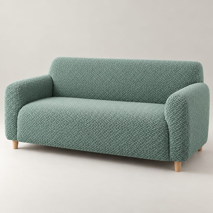 The Basketweave Stretch Sectional Sofa Cover, Matcha green