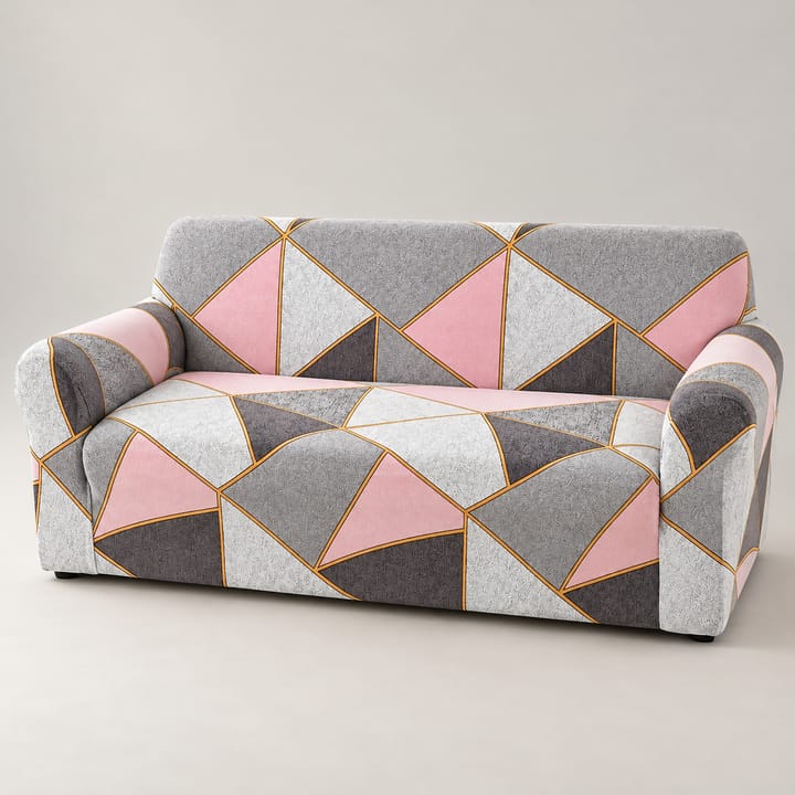 The Printed Jacquard Stretch Couch Cover, Pink gray triangles