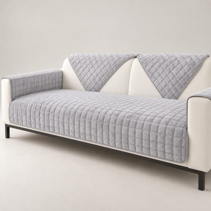 The Quilted Plush Velvet Seat Cover, Light gray