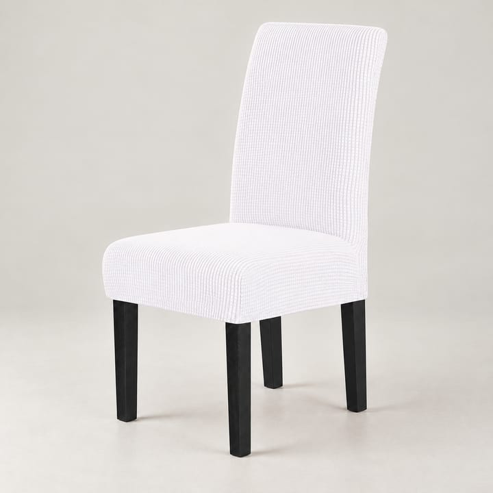 The Checked Jacquard Stretch Dining Chair Cover, White