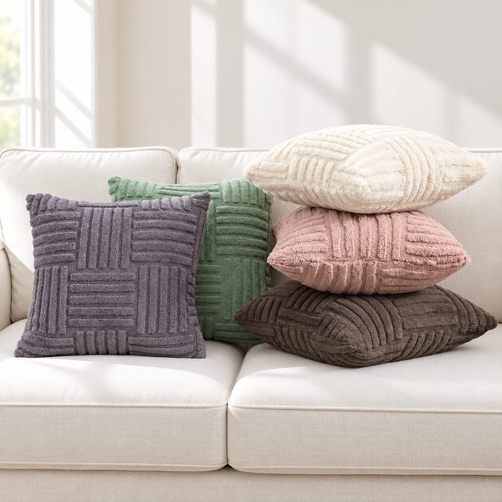 The Ribbed Grid Faux Fur Pillow Cover
