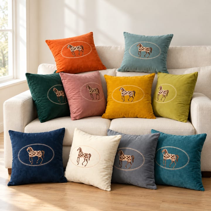 The Embroidered Horse Pillow Cover