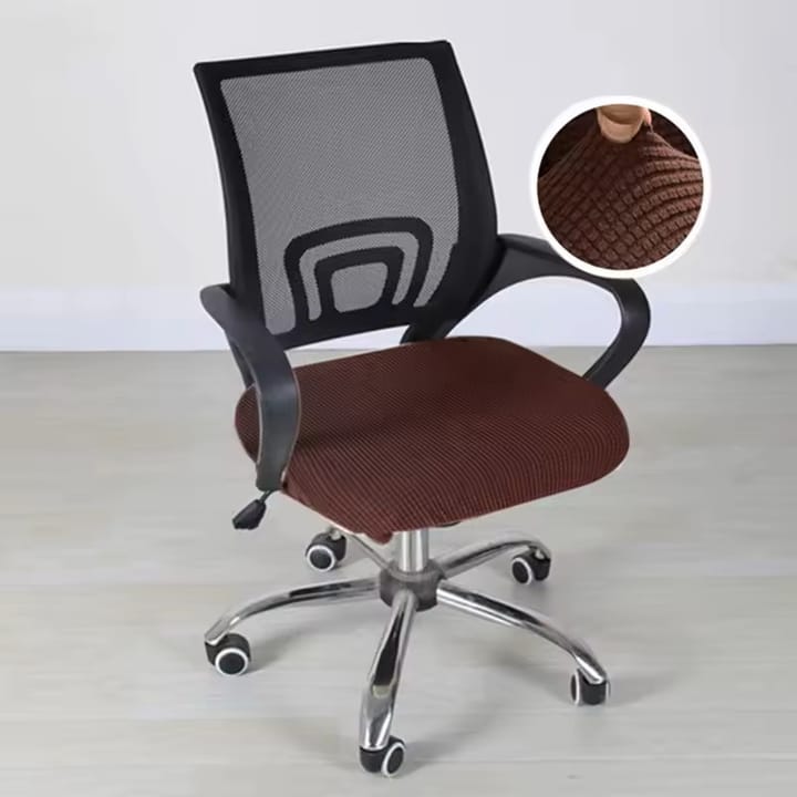 The Stretch Jacquard Office Chair Seat Cover, Coffee