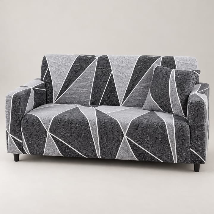 The Printed Jacquard Stretch Couch Cover, Gray black diagonal
